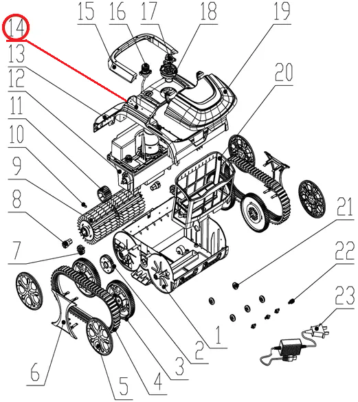 Передня кришка до пилососа Wybotics WY200, (Front cover №14/WY200)