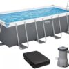 18200_0.jpg Каркасний басейн Bestway 56670 (488х244х122 см) з картриджним фільтром, драбиною та тентом