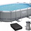Каркасний басейн Bestway 56448 Power Steel (488х305х107 см) з картриджним фільтром, драбиною та захисним тентом