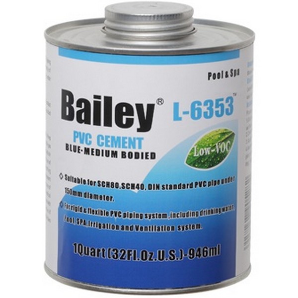 Клей для труб ПВХ Bailey L-6353 473 мл, синій