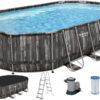 25298_00.jpg Каркасний басейн Bestway Wood Style 5611R (610х366х122 см) з картриджним фільтром, драбиною та тентом