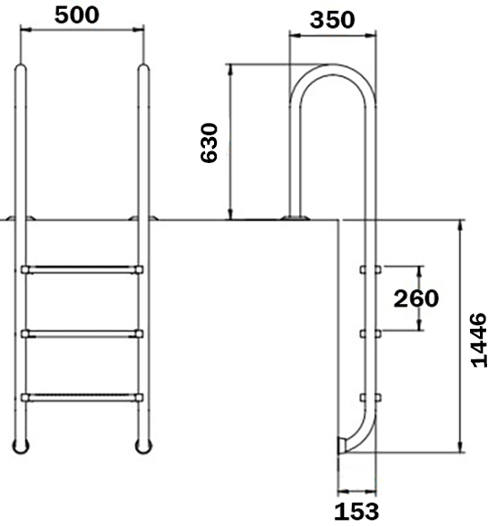 Сходи для басейну Flexinox Muro (5 сходинок), AISI-316L