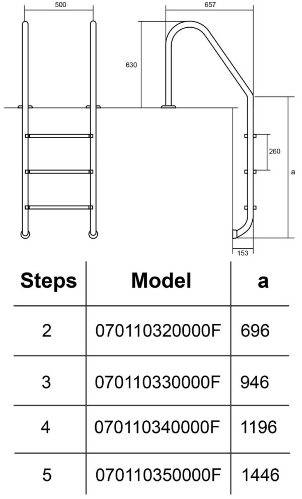 30049_30050_30039_30051.jpg Сходи для басейну Hayward Standard (2 сходинки), для вузького борту, AISI-316