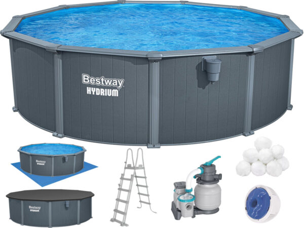 Збірний басейн Bestway Hydrium 561CU (488х132 см) з пісочним фільтром, драбиною та тентом