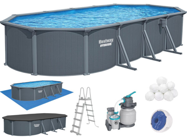 Збірний басейн Bestway Hydrium 561CW (732х366х132 см) з пісочним фільтром, драбиною та тентом