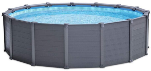 40132_1.jpg Каркасний басейн Intex 26384 GRAPHITE GRAY (478х124 см) з пісочним фільтром, драбиною, підкладкою і тентом