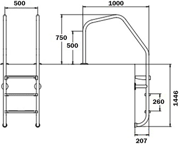 Сходи для басейну Flexinox Overflow Special (5 сходинок), AISI-316L