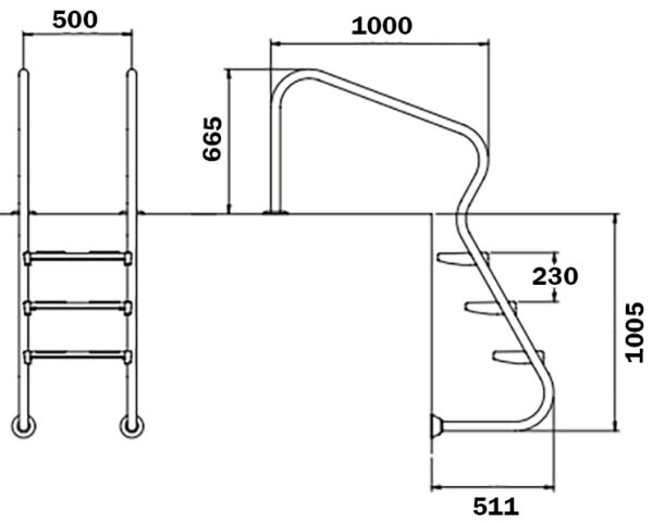 Сходи для басейну Flexinox Easy Access Electropolished (3 сходинки), AISI-316L