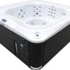 Переливний СПА-басейн Aquajoy Serenity (250х230х96 см), сріблясто-білий мармур, чорний корпус