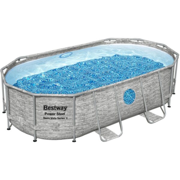 56714.jpg Каркасний басейн Bestway 56714 (427х250х100 см) з картриджним фільтром, драбиною і захисним тентом