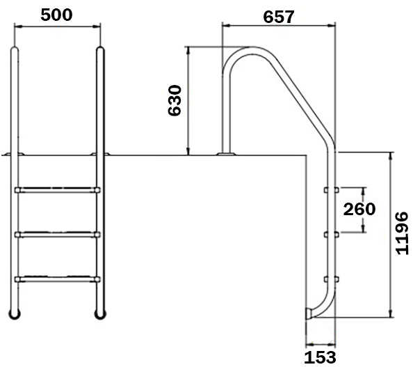 Сходи для басейну Flexinox Standard Electropolished (4 сходинки), AISI-316L