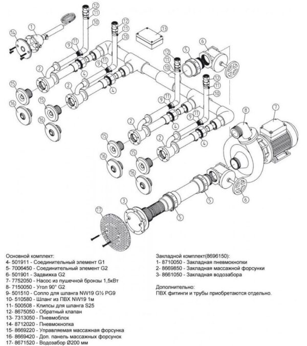 6927_1.jpg Гідромасаж Fitstar Standard 8697121, 1.5 кВт (230 В, 4 форсунки), для солоної води