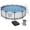 7491_1_.jpg Каркасний басейн Bestway 56420 (366х122 см) з картриджним фільтром, тентом і драбиною