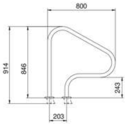 87164018_2.png Поручень Flexinox 87164018 для римських сходів FX-04 (800 мм, анкер, AISI-316L)