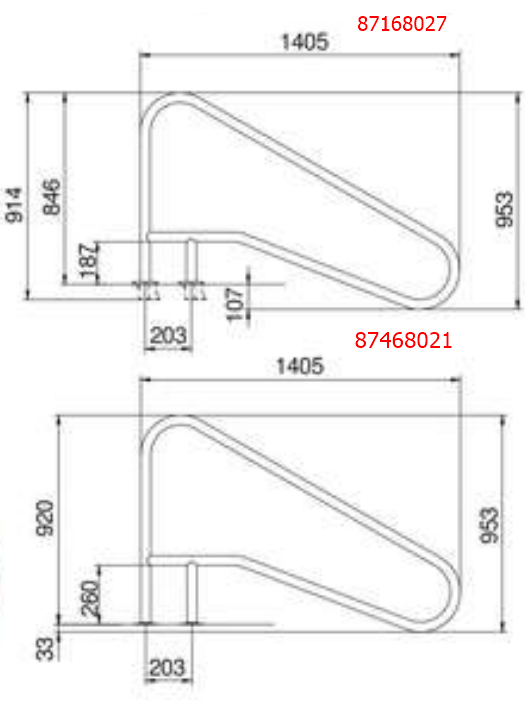 87168027_2.png Поручень Flexinox 87168027 для римських сходів FX-02 (1405 мм, анкер, AISI-316L)