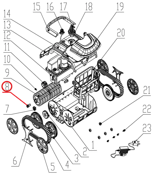 Шестерня роликова до пилососа Wybotics WY200, (roller gear №8/WY200)