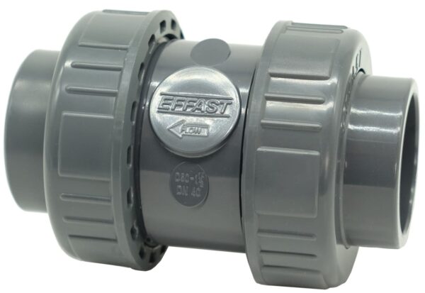 Зворотний клапан ПВХ Effast CERCBE025C кульовий, з внутрішнім різьбленням 3/4" та ущільненням EPDM, d25