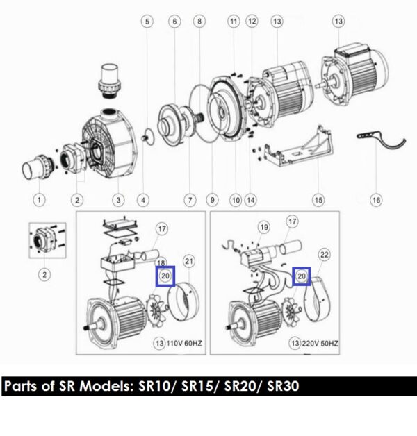 Крильчатка вентилятора насоса Emaux SC/SR/SB 10-15 01031007