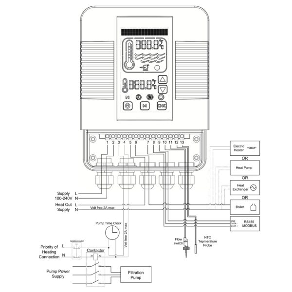 Цифровий контролер Elecro Heatsmart Plus теплообмінника G2/SST + датчик протоку та температури, керування через Wi-Fi