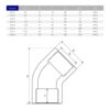 Коліно різьбове 45° ПВХ Hidroten 1002318, ВР/ВР, d3"