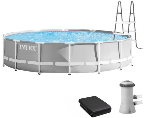 intex_26724.jpg Каркасний басейн Intex 26724 (457х107 см) з картриджним фільтром, драбиною та тентом