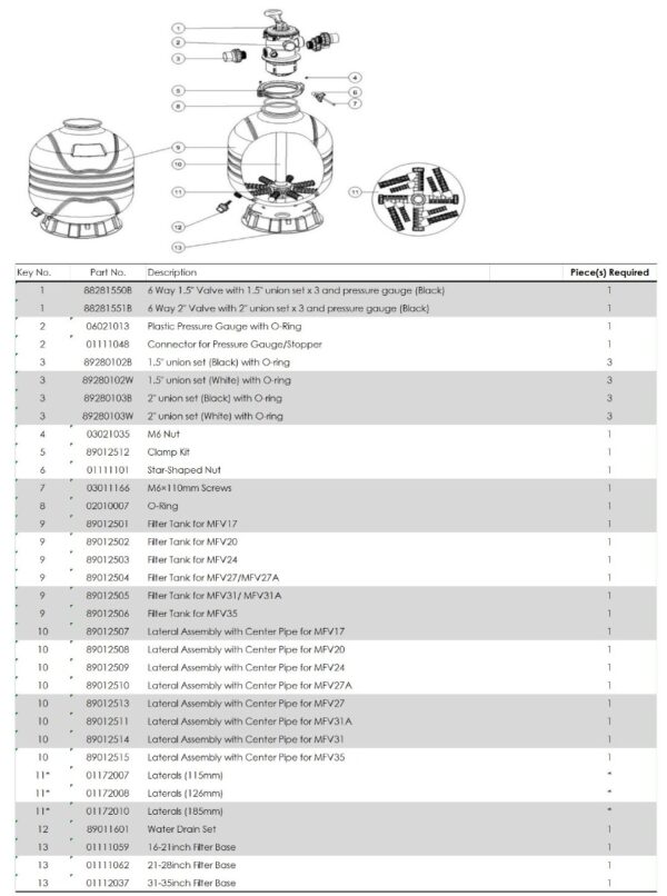Дюзова коробка в комплекті з трубою для Emaux MFV24B E010116