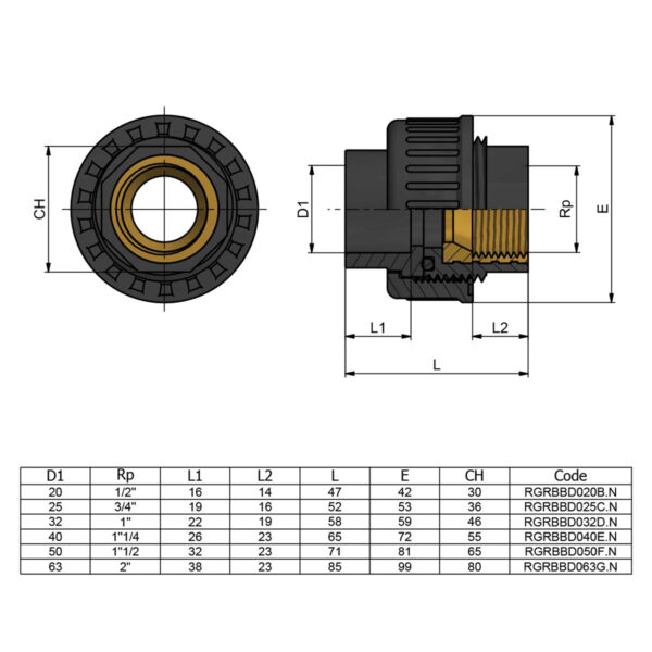 rgrbbd_n_1_1_1.jpg Муфта ПВХ Effast RGRBBD040E.N перехідна, з внутрішньою різьбою d40x1-1/4"