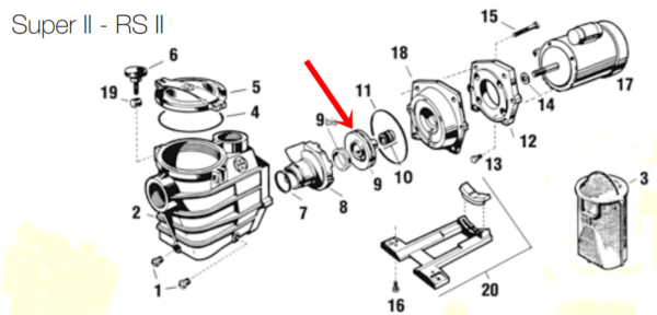 Крильчатка насоса Hayward RS3025, 2.5 НР (SPX3026CE)